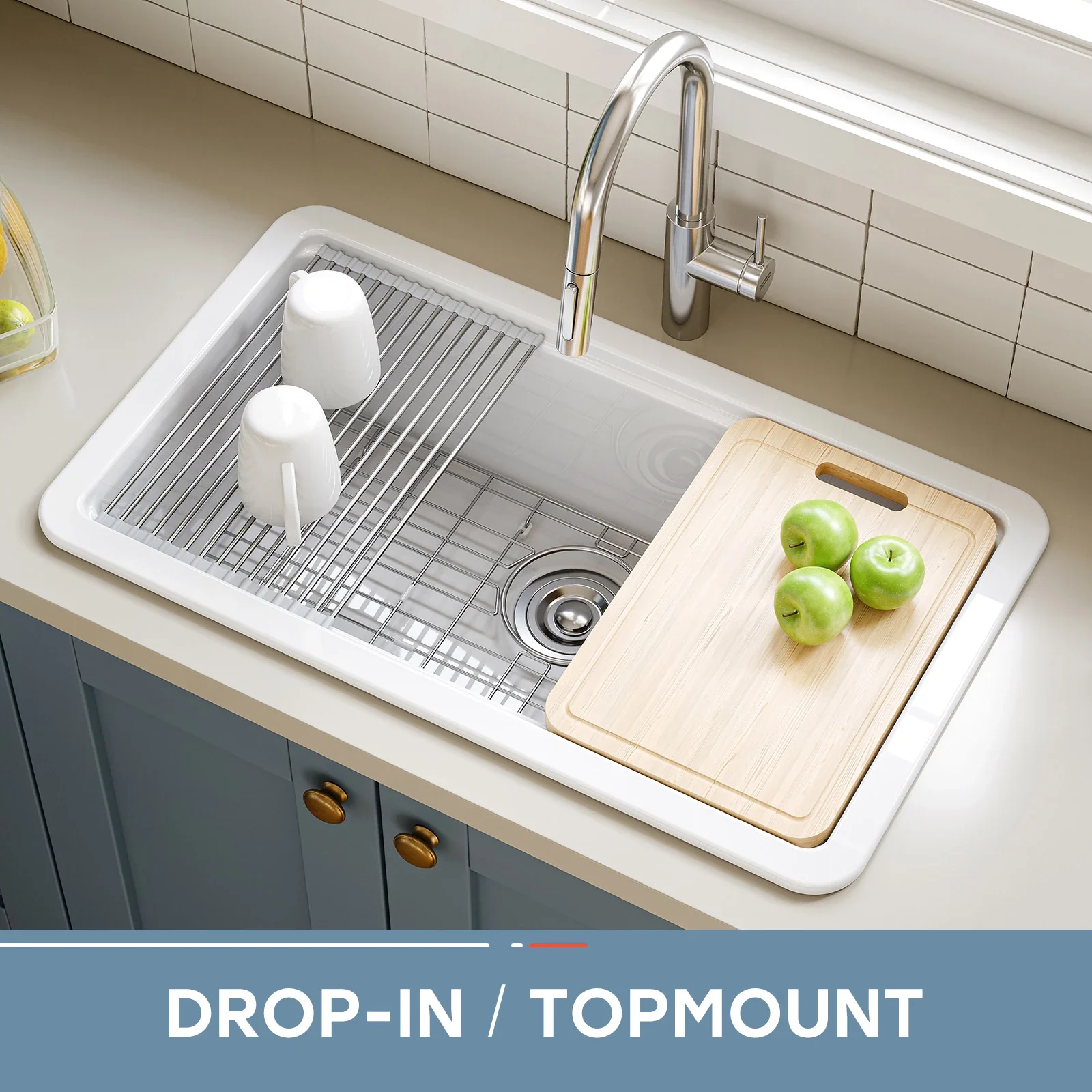 33 Inch Ceramic Overmount Kitchen Sink – Durable & Stylish Design - Image 13