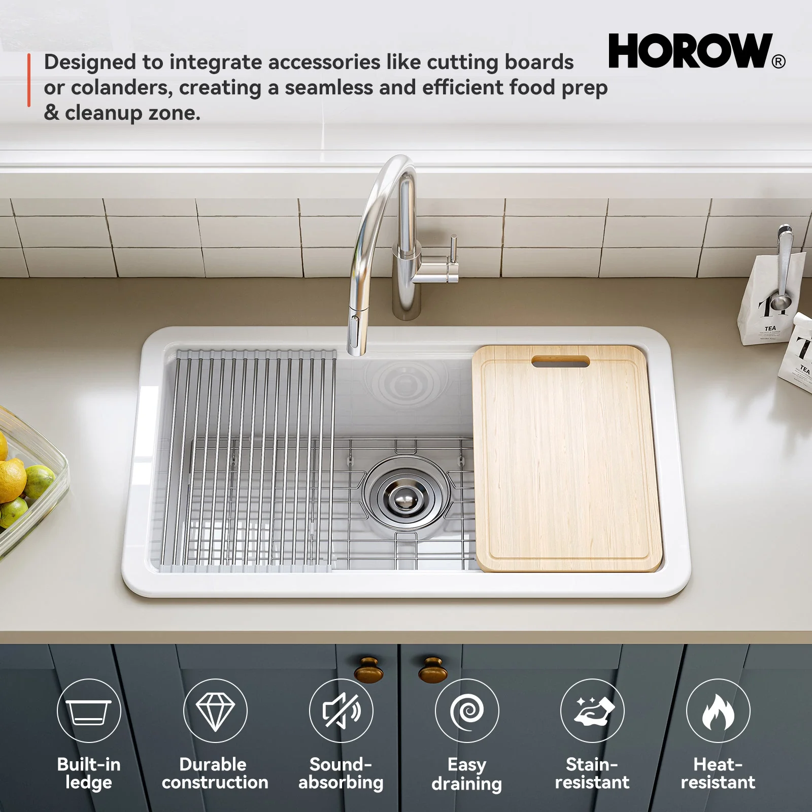 33 Inch Ceramic Overmount Kitchen Sink – Durable & Stylish Design - Image 4