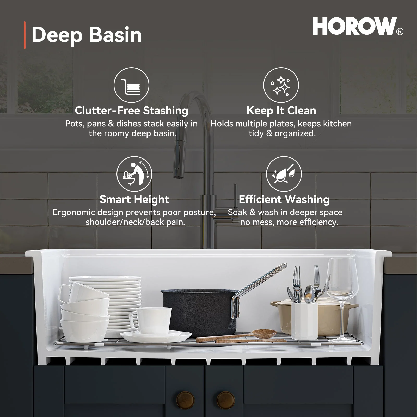 33 Inch Ceramic Overmount Kitchen Sink – Durable & Stylish Design - Image 6