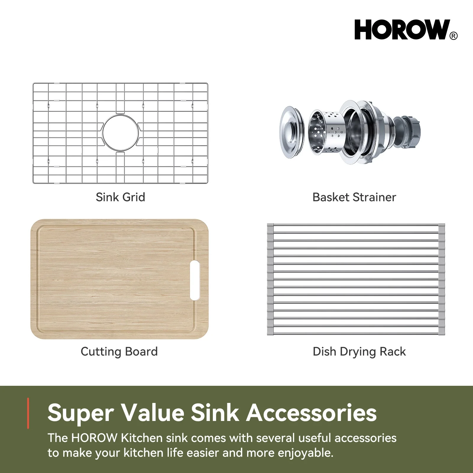 33 Inch Undermount Workstation Kitchen Sink with Grid - Image 15