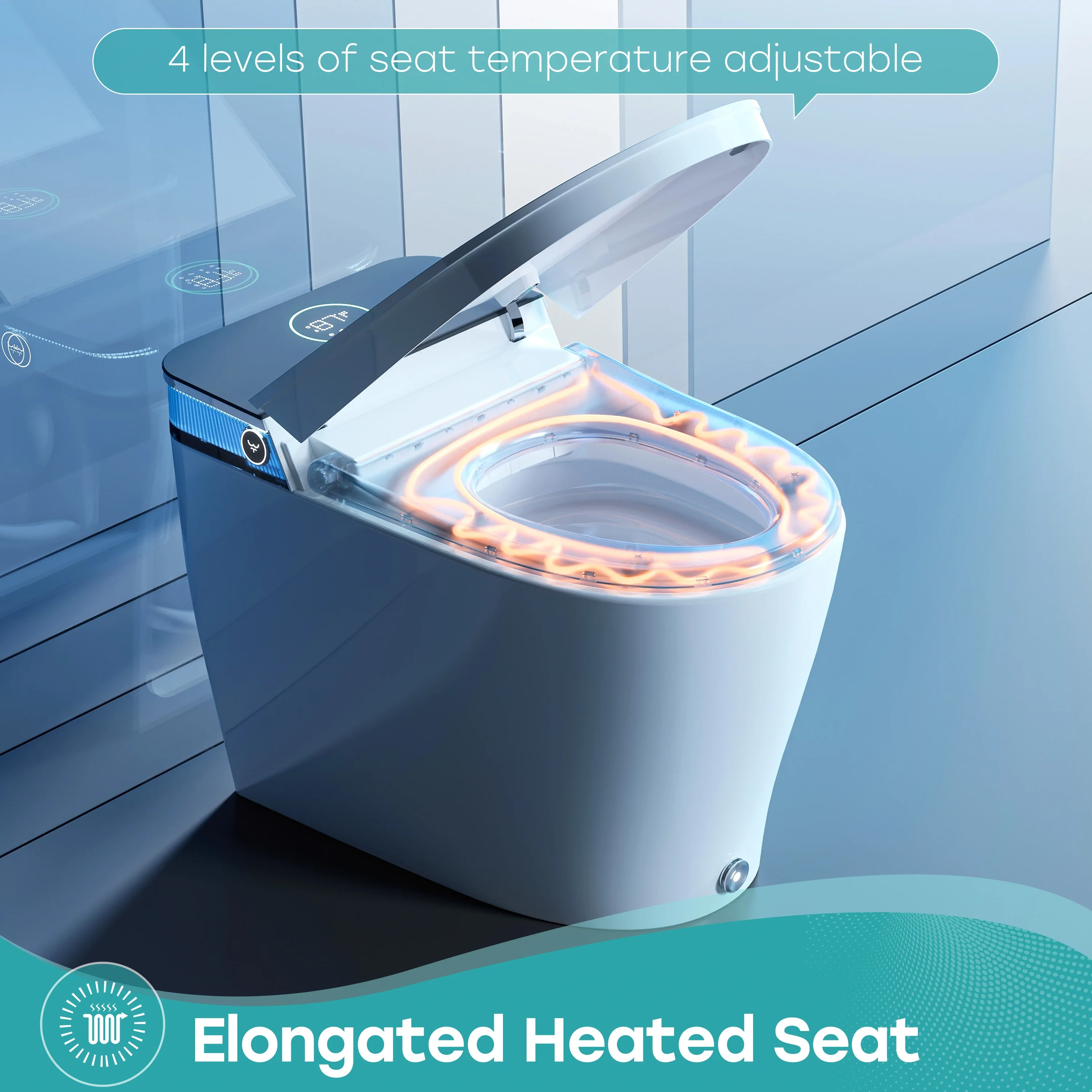 Bidet Combo Toilet with Mood Light for 12 Inch Rough In Model T38 - Image 6