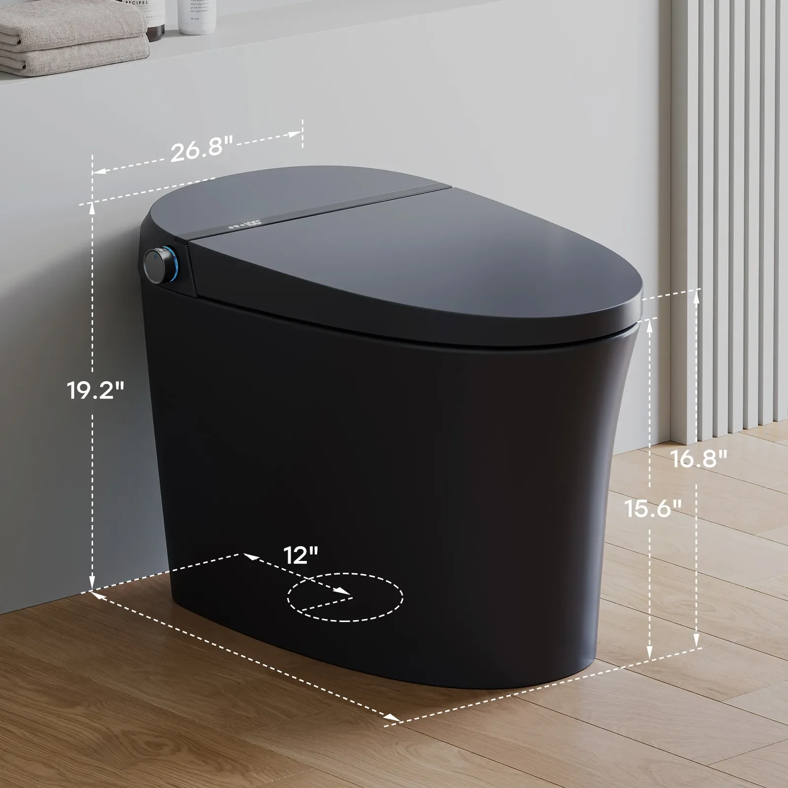Black Smart Toilet with Bidet Seat For 12 Inch Rough In Model T36 - Image 12
