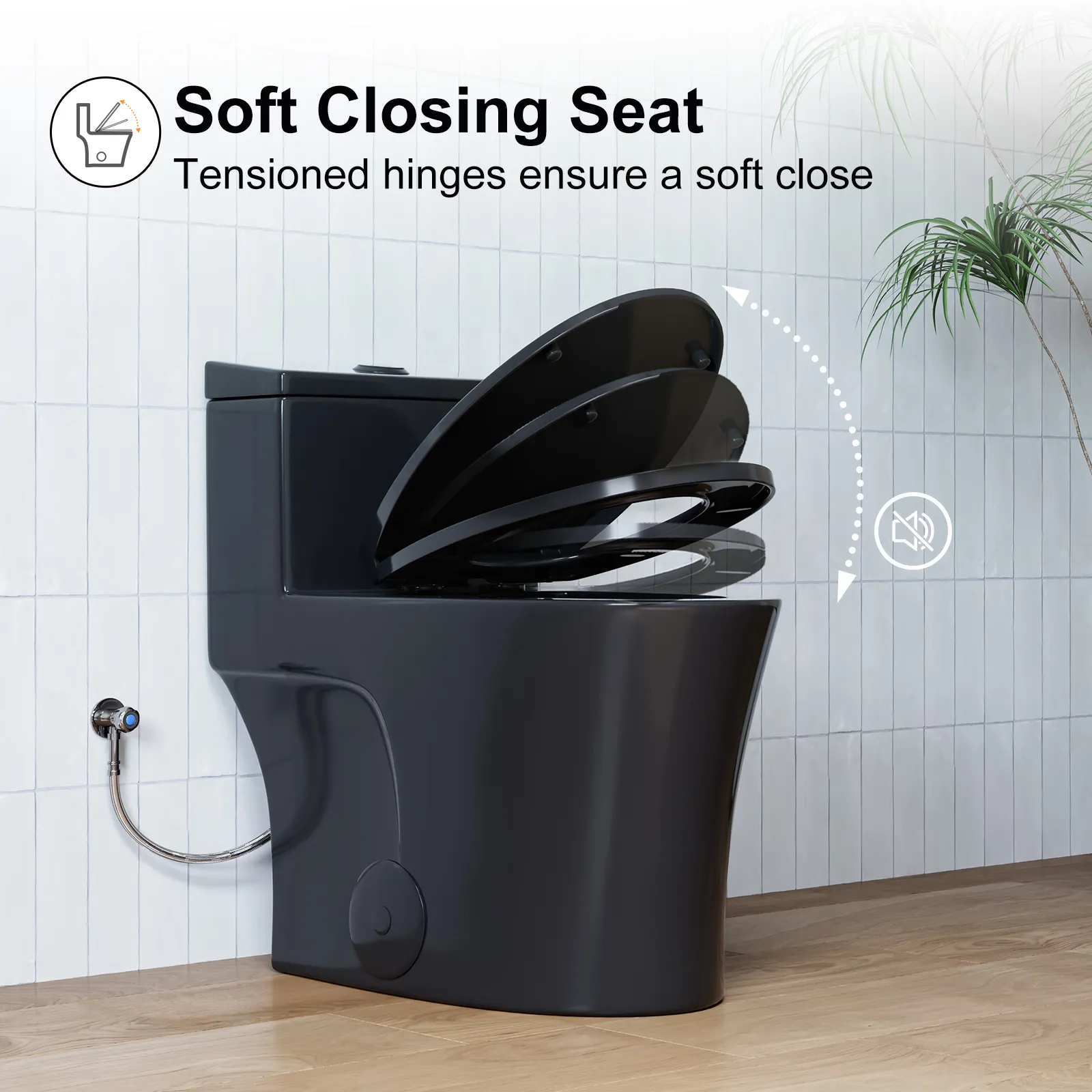 HOROW 10 Inch Rough In Toilet Black One Piece Toilet Model T0338B-10 - Image 7