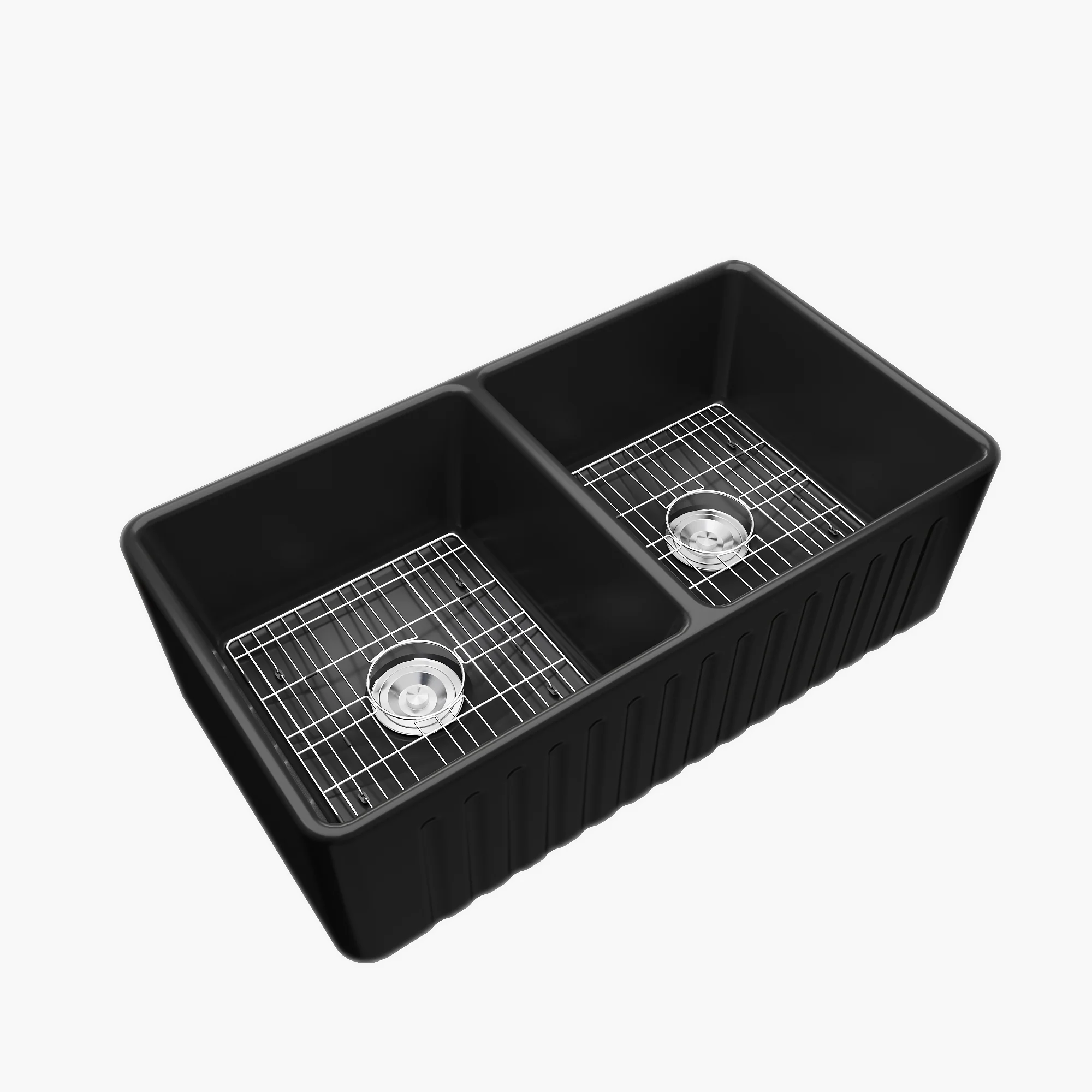 HOROW 33 Inch Farm Kitchen Sink Double Basin Fireclay Model HR-DS3318B - Image 3