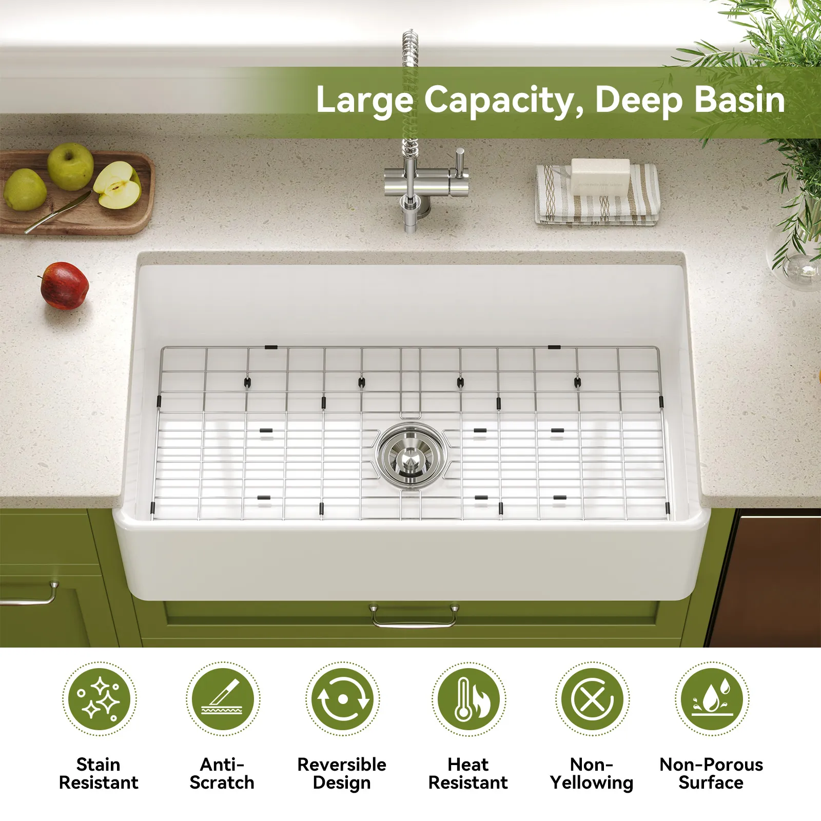 HOROW 36 Inch Kitchen Sink White Undermount Sink Model S3620W - Image 14