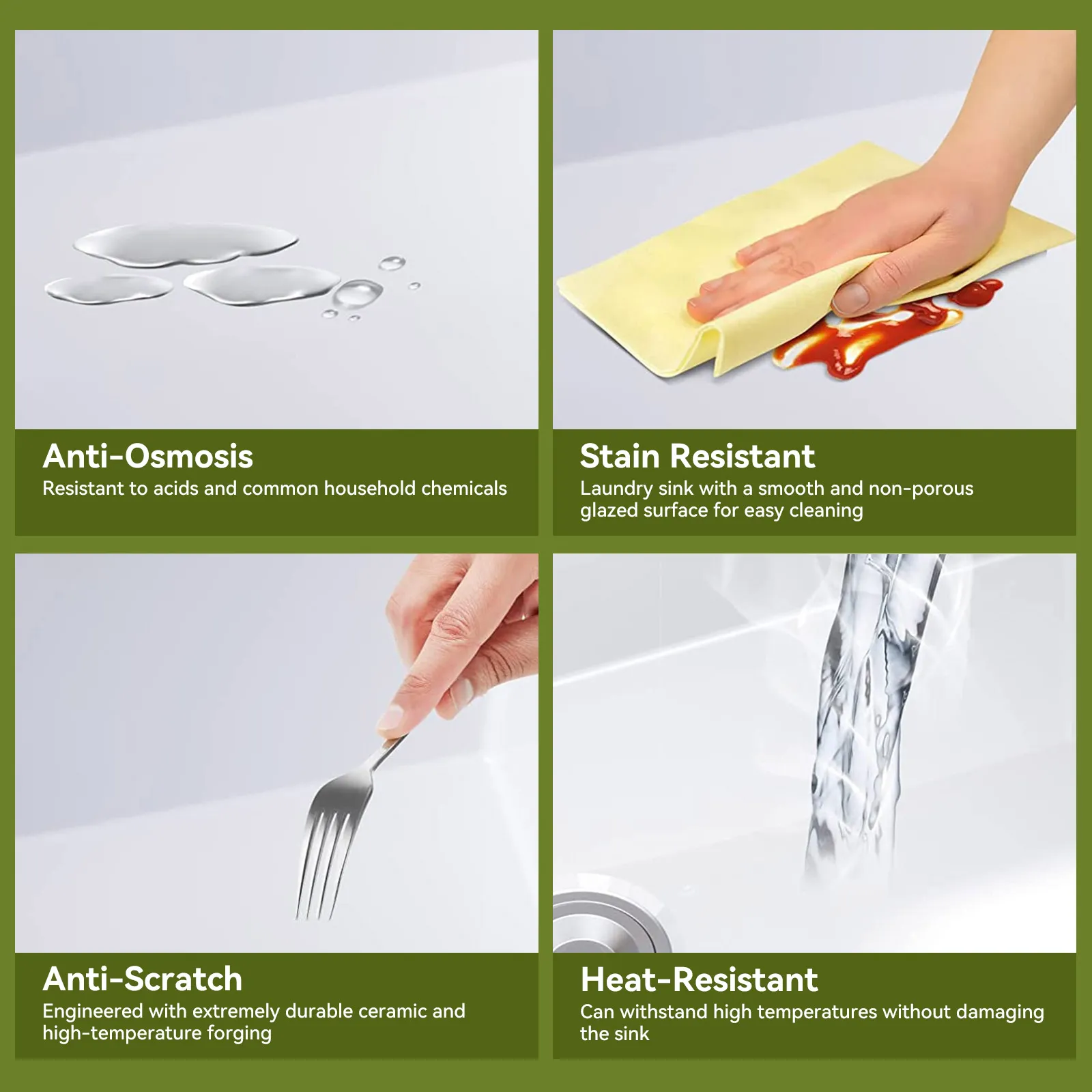 HOROW 36 Inch Kitchen Sink White Undermount Sink Model S3620W - Image 4