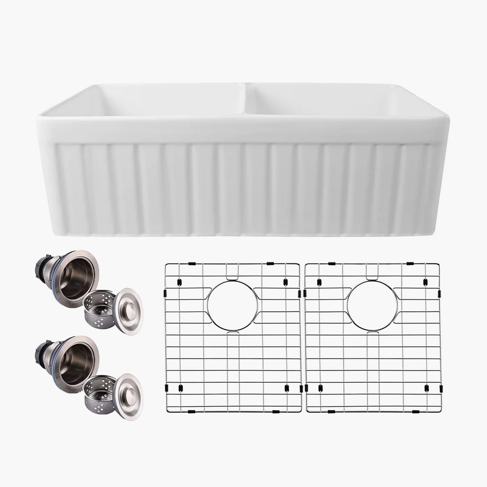 HOROW Farmhouse Kitchen Sink Reversible Double Bowl Model HR-DS0118W - Image 4