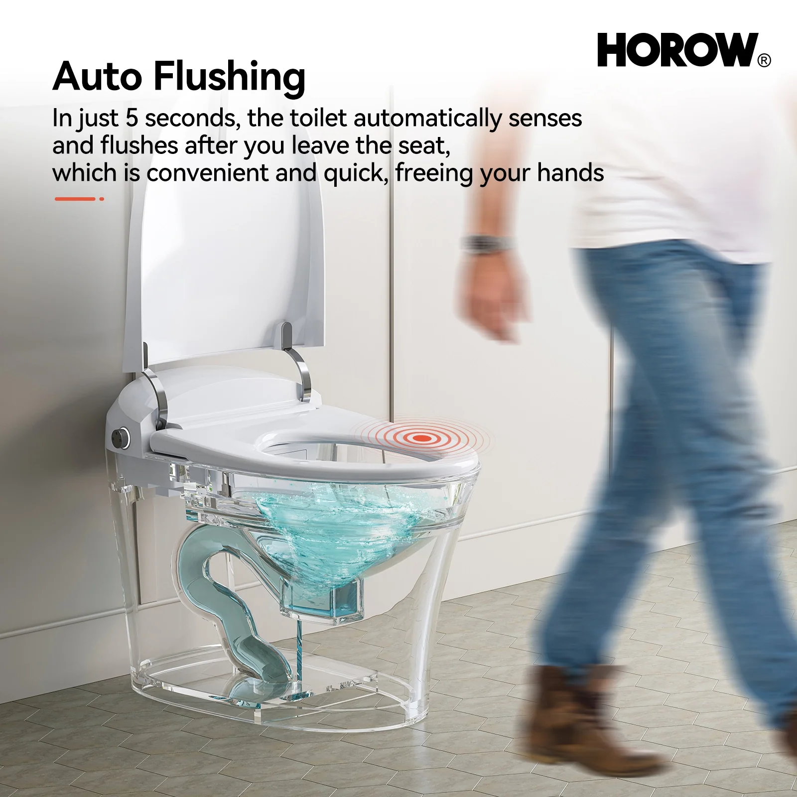 HOROW One Piece Smart Tankless Toilet With Heating Seat Model T10 - Image 4