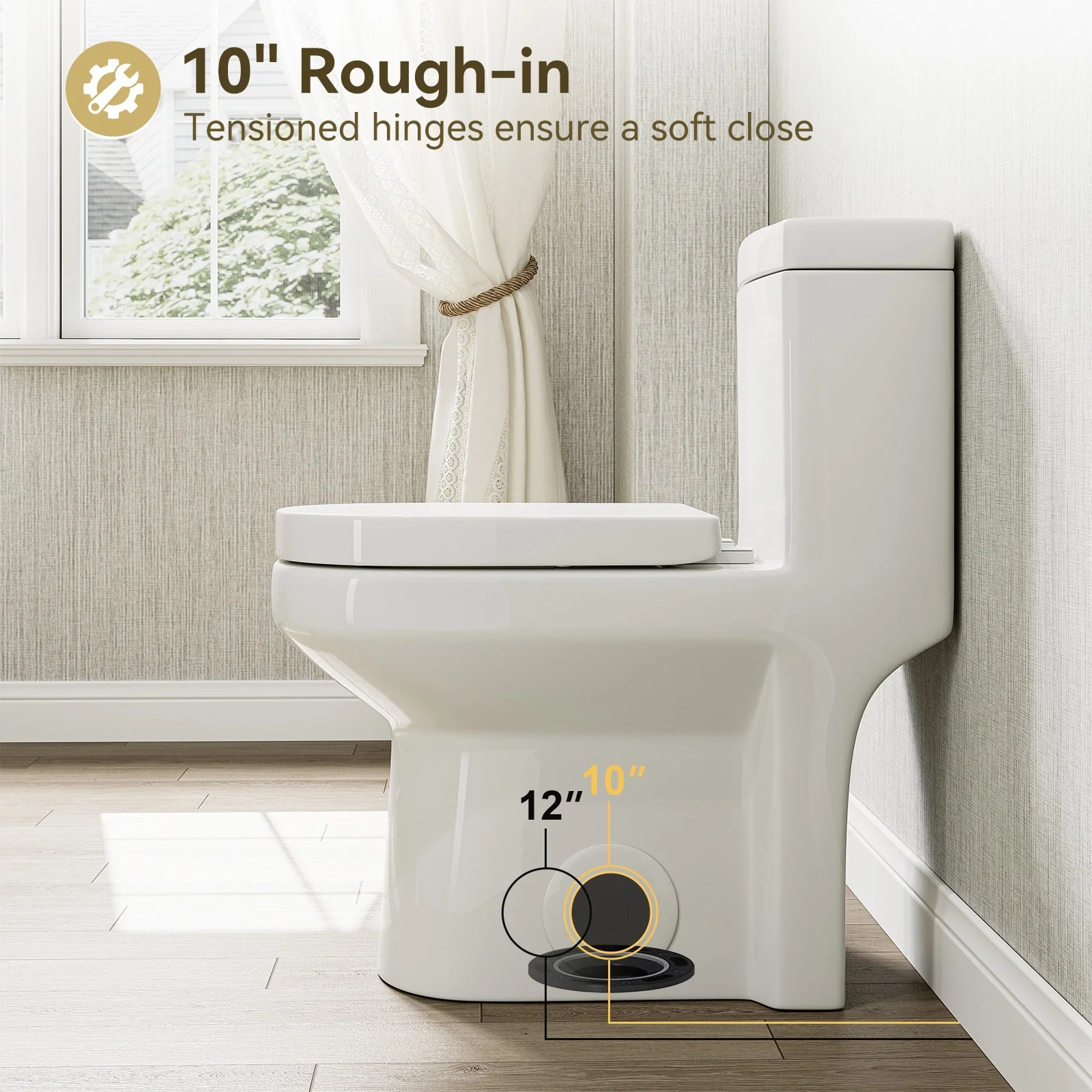 HOROW Small Toilet 1.28 GPF 10 Inch Rough In Toilet Model 8733-10 - Image 15