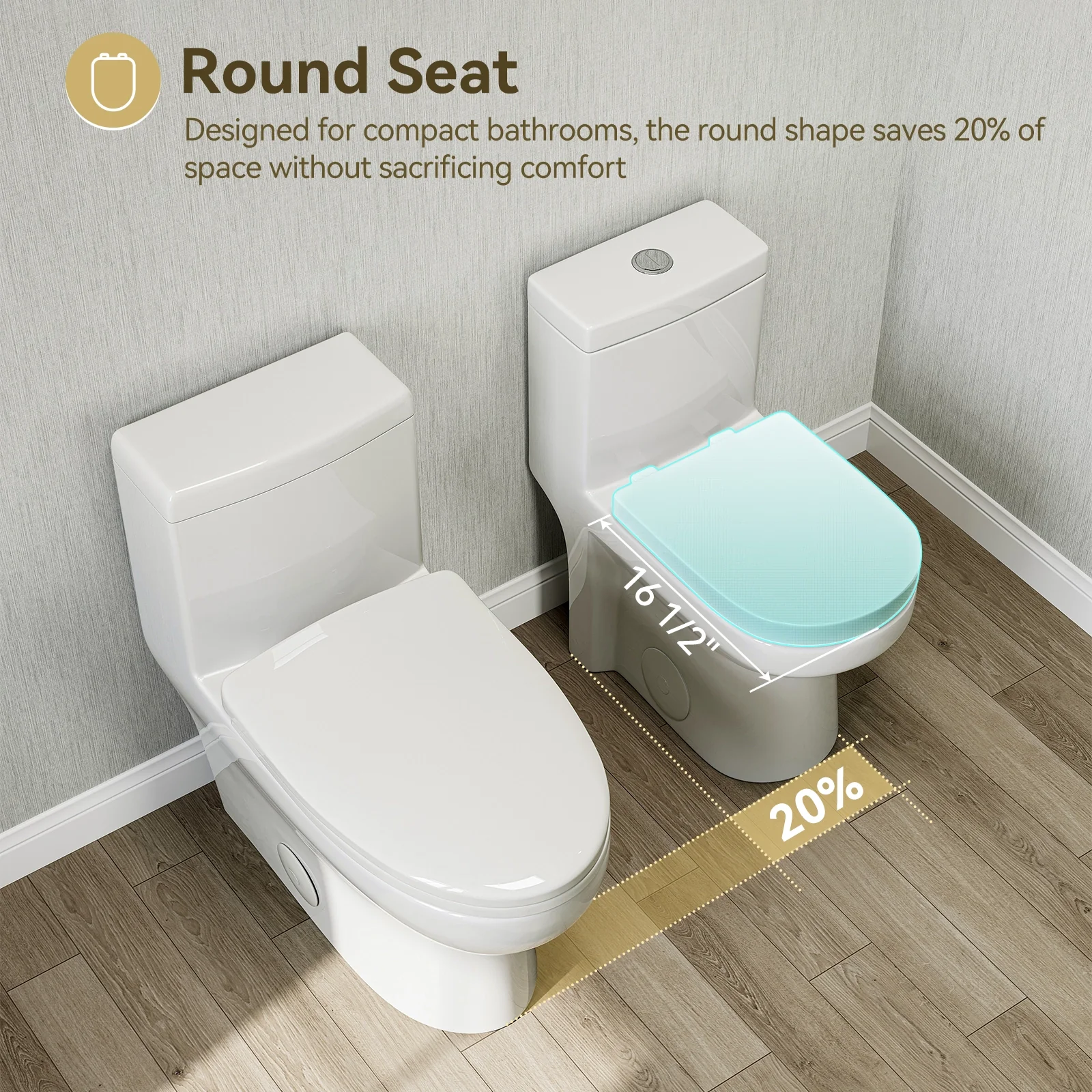 HOROW Small Toilet 1.28 GPF 10 Inch Rough In Toilet Model 8733-10 - Image 6